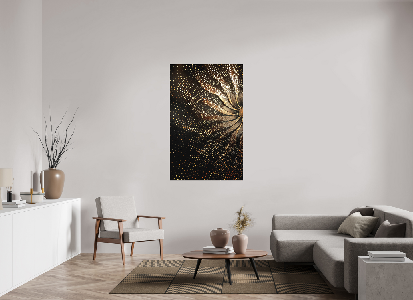 36 x 57.4″, Textile on Canvas Sunflower