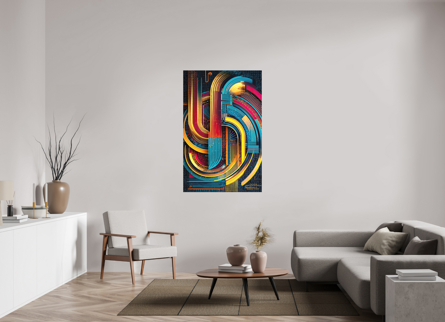 36 x 56″, Textile on Canvas Abstract Jazz 2