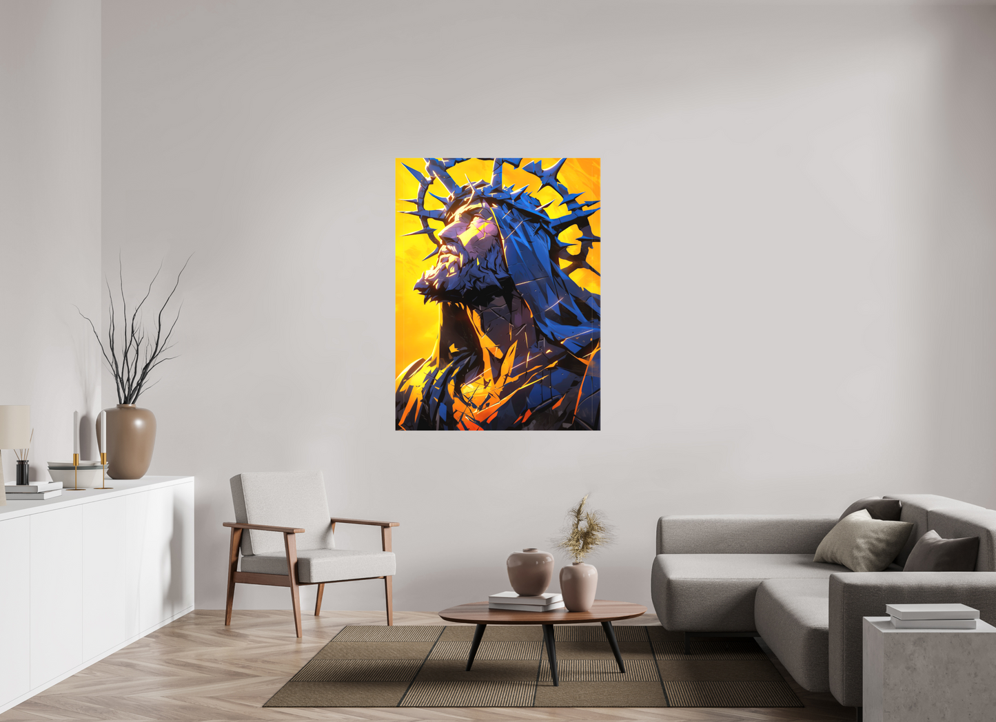 42 x 56″, Textile on Canvas Jesus