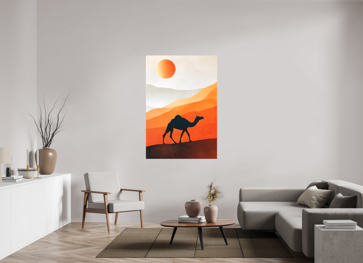 40 x 58.3″, Textile on Canvas Camel
