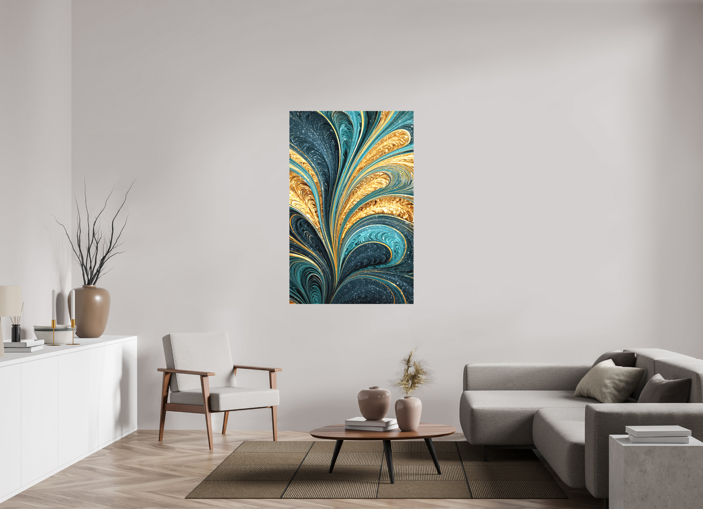 36 x 56.2″, Textile on Canvas Art Deco Swirl