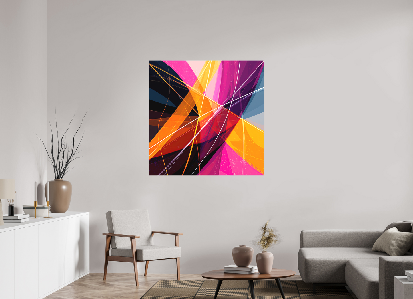45 x 45″, Textile on Canvas Abstract Candy