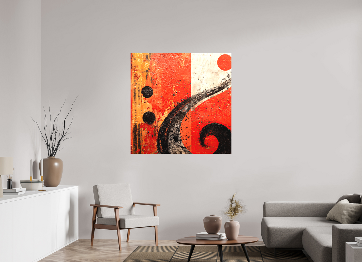 45 x 45″, Textile on Canvas Abstract Musical Note