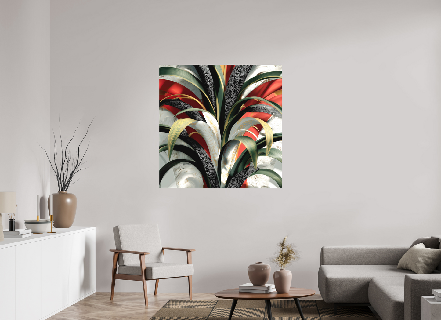 45 x 45″, Textile on Canvas House Plant