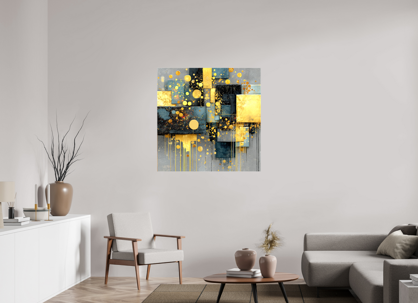 40 x 40″, Glossy Canvas Abstract Gold