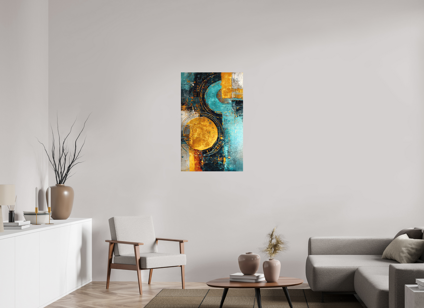 24 x 38.2″, Photo Print on Aluminum Backing Abstract Gold Paint 2