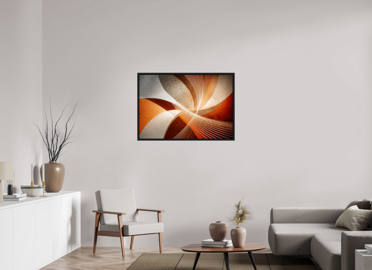 41 x 28″, Fine Art Print on Aluminum Dibond with Boarder Orange & White Swirl