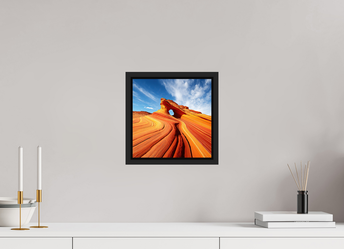 10 x 10″, Fine Art Print on Aluminum Dibond with Boarder Desert Rock Formation