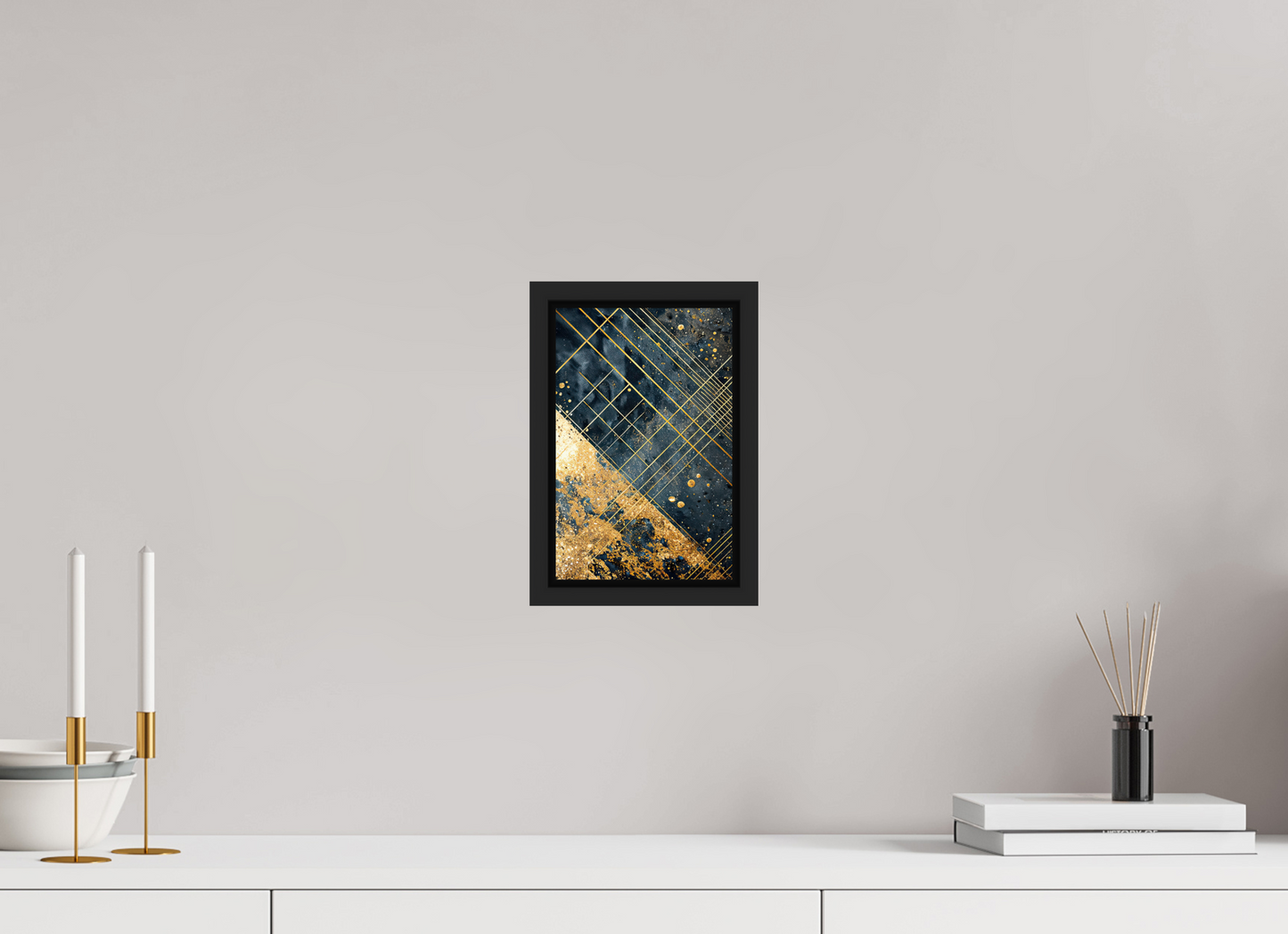 6 x 9.2″, Fine Art Print on Aluminum Dibond with Boarder Art Deco Gold Lines