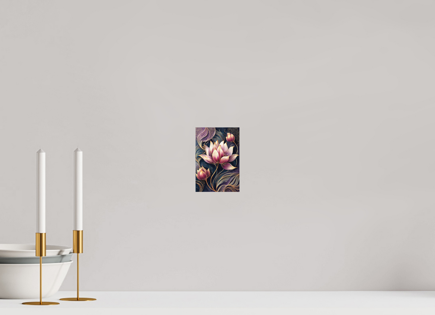 4 x 5.9″, Photo Print on Aluminum Backing Art Deco Purple Lotus