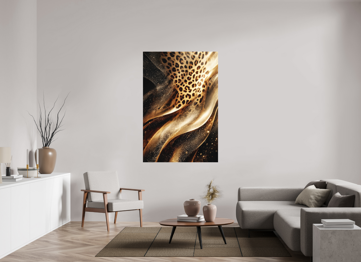 43 x 63.3″, Photo Print on Aluminum Backing Leopard Swirl