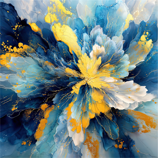 Main image Abstract Blue & Gold Flower