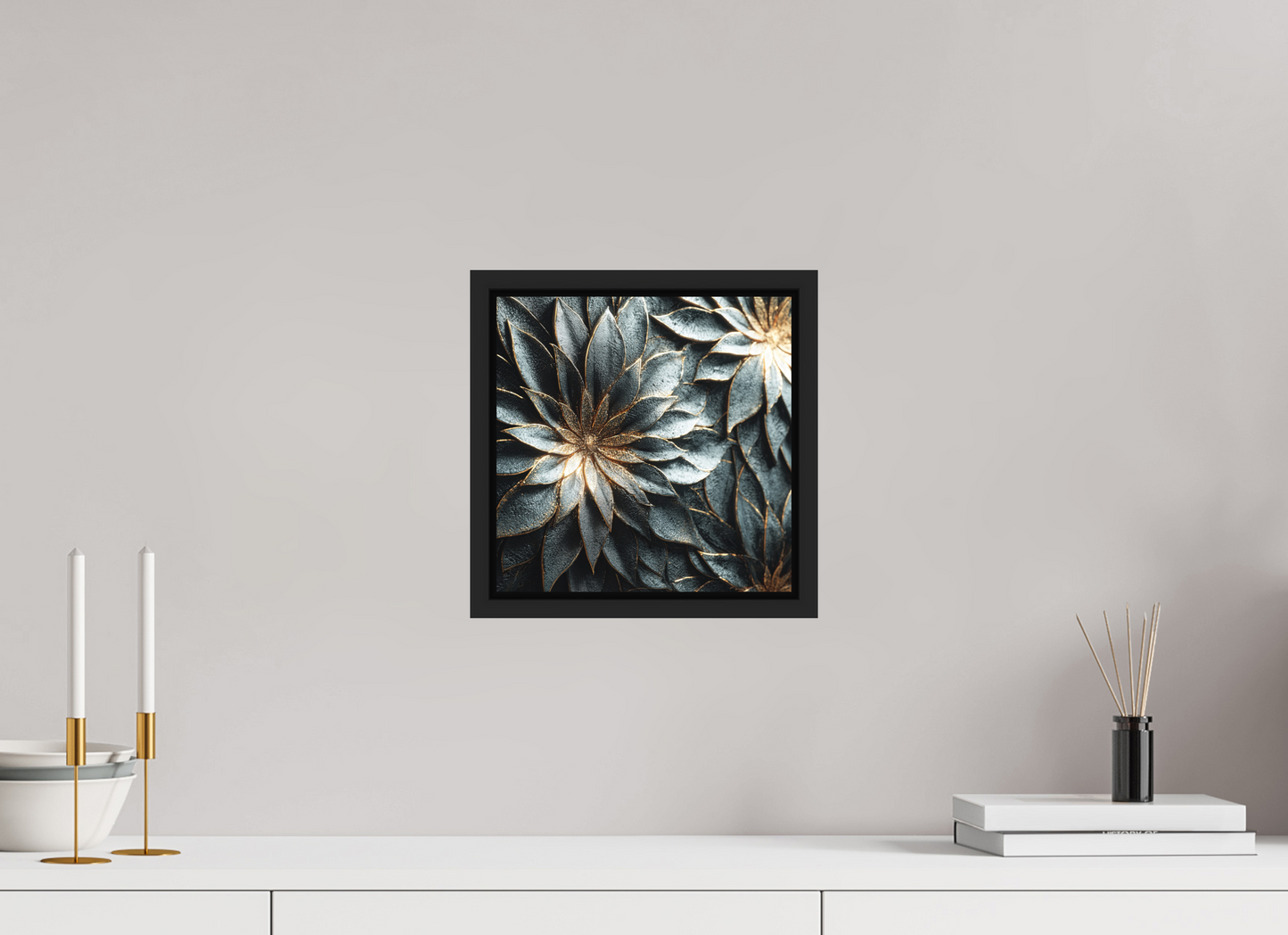 10 x 10″, Photo Print on Aluminum Backing with boarder Modern Flowers