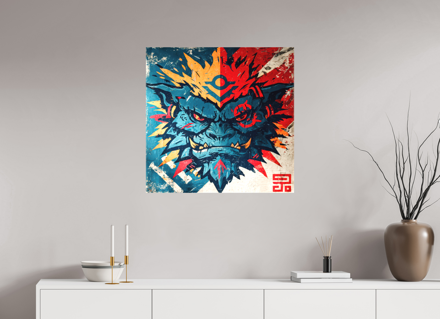 28.5 x 28″, Textile on Canvas Orge