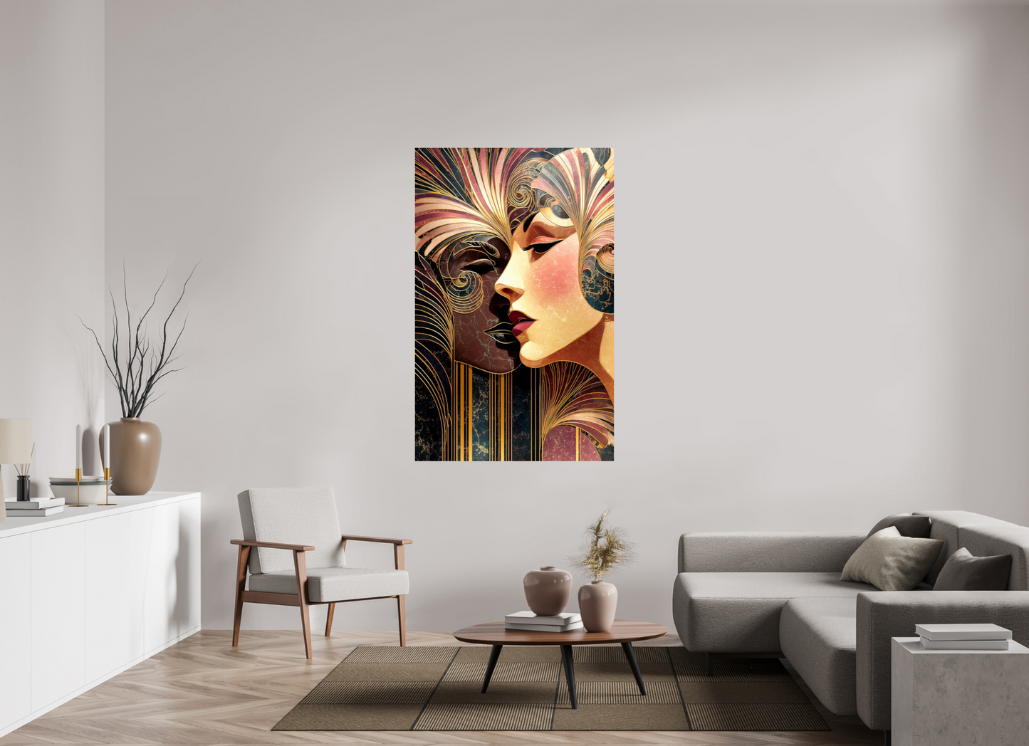 40 x 63″, Fine Art Print On Aluminum Dibond Art Deco Women