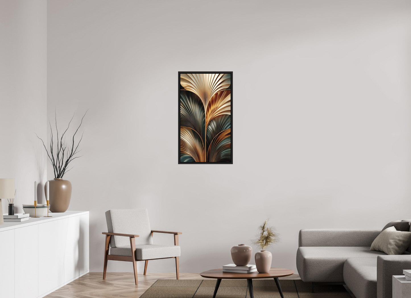 20 x 35.1″, Photo Print on Aluminum Backing with boarder Art Deco Leaves 3