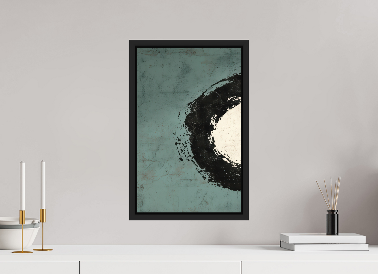 12 x 19″, Photo Print on Aluminum Backing with boarder Abstract Paint Brush Circle Left