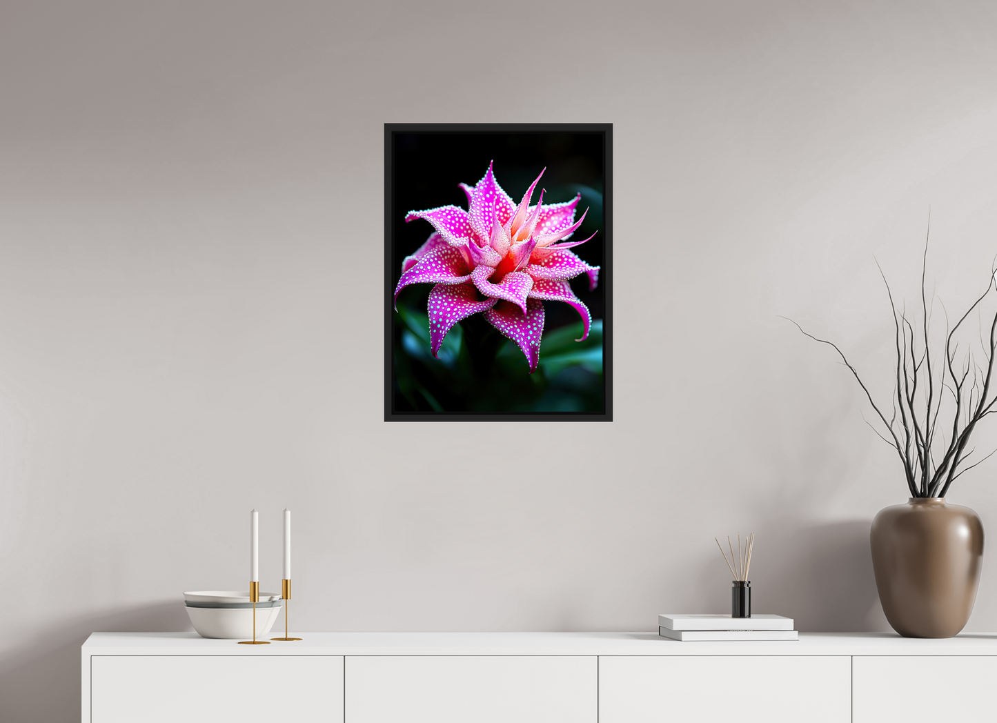 18 x 24″, Fine Art Print on Aluminum Dibond with Boarder Pink Mushroom Flower