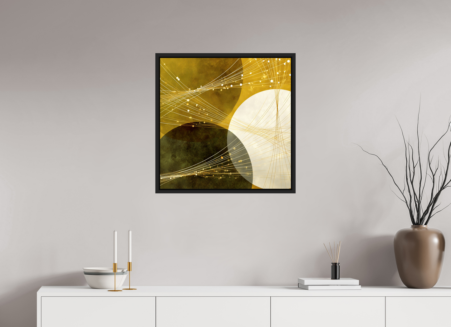 25 x 25″, Fine Art Print on Aluminum Dibond with Boarder Lime Circles