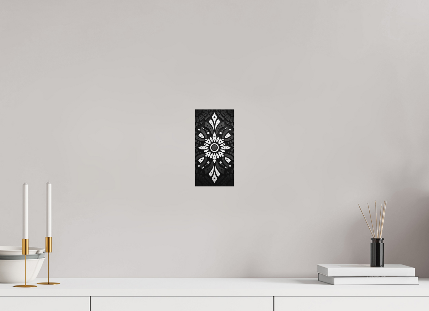 4 x 8″, Photo Print on Aluminum Backing Black & White Tribal 2