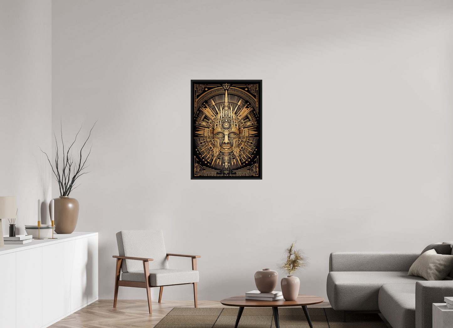 24 x 34.3″, Fine Art Print on Aluminum Dibond with Boarder Tribal Gold