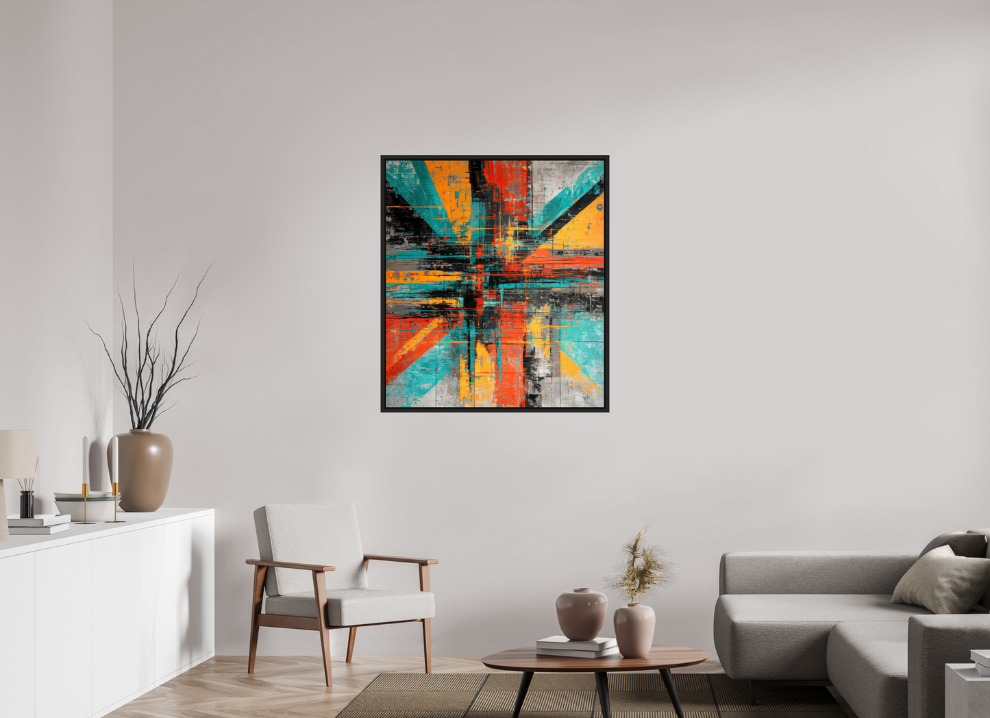 36 x 40.7″, Fine Art Print on Aluminum Dibond with Boarder Abstract Paint Lines