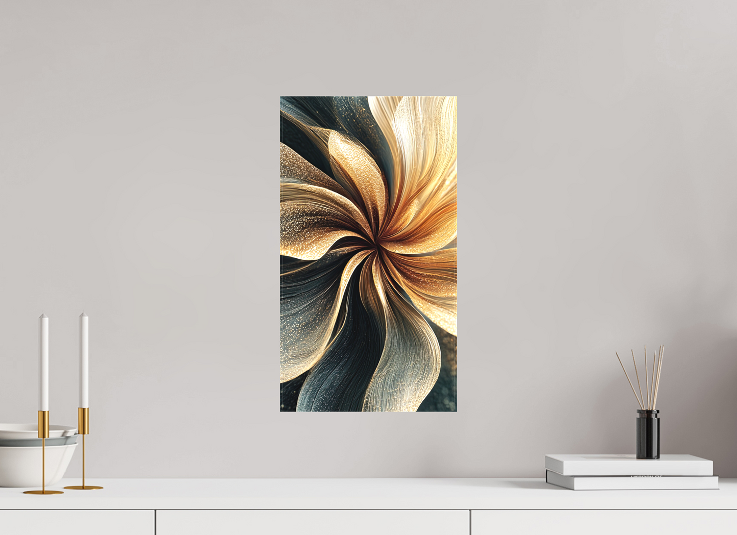 10 x 18.1″, Textile on Canvas Abstract Flower Swirl
