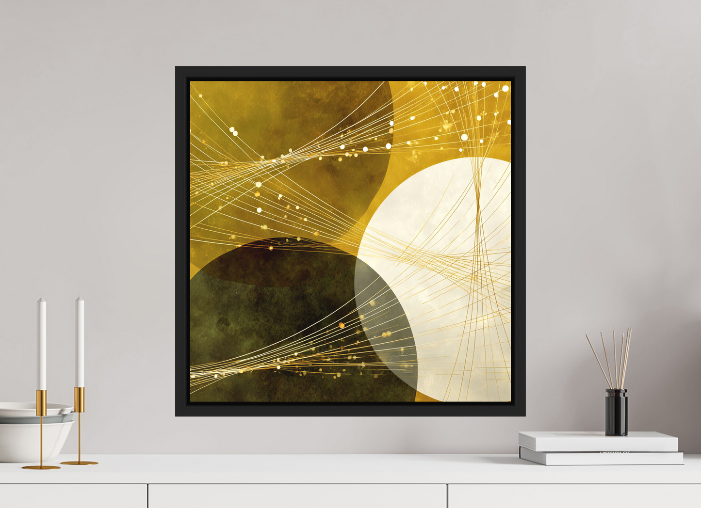 20 x 20″, Photo Print on Aluminum Backing with boarder Lime Circles