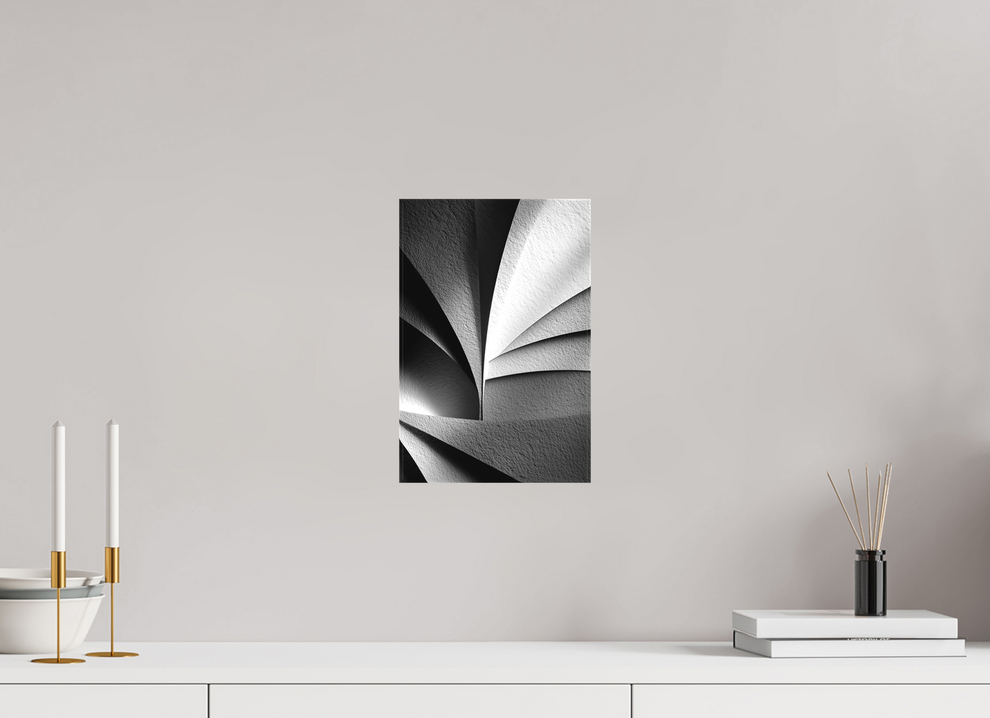 8 x 12″, Textile on Canvas Abstract B&W 1