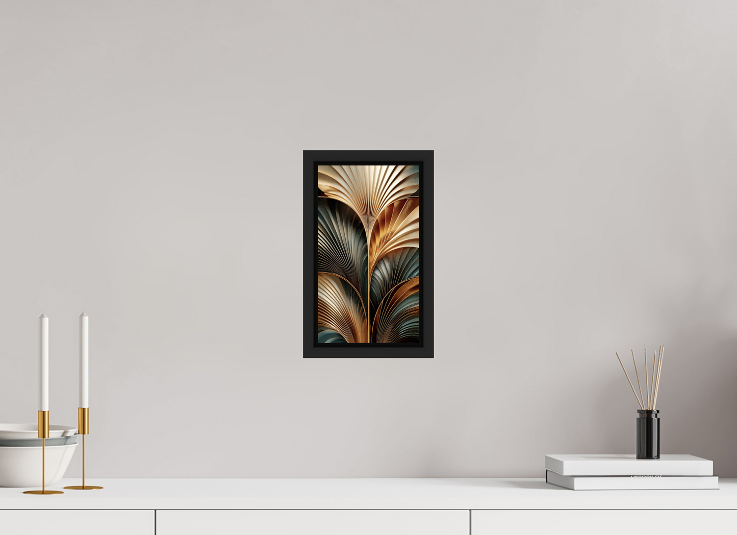 6 x 10.5″, Fine Art Print on Aluminum Dibond with Boarder Art Deco Leaves 3
