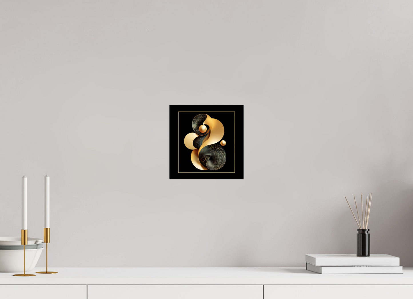 8 x 8″, Fine Art Print On Aluminum Dibond Abstract Black & Gold