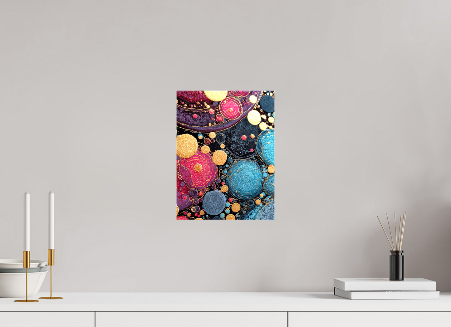 9 x 12″, Glossy Canvas Abstract Circles