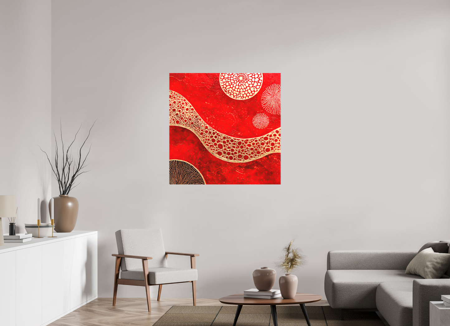 40 x 40″, Textile on Canvas Blood Cells