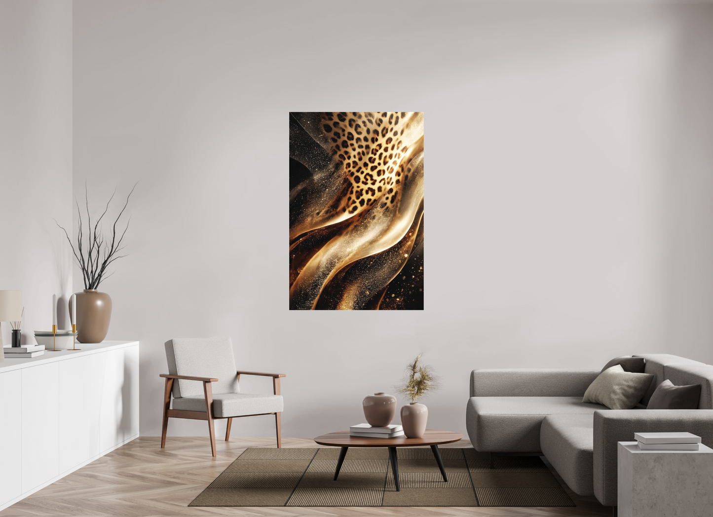 39 x 57.5″, Photo Print on Aluminum Backing Leopard Swirl