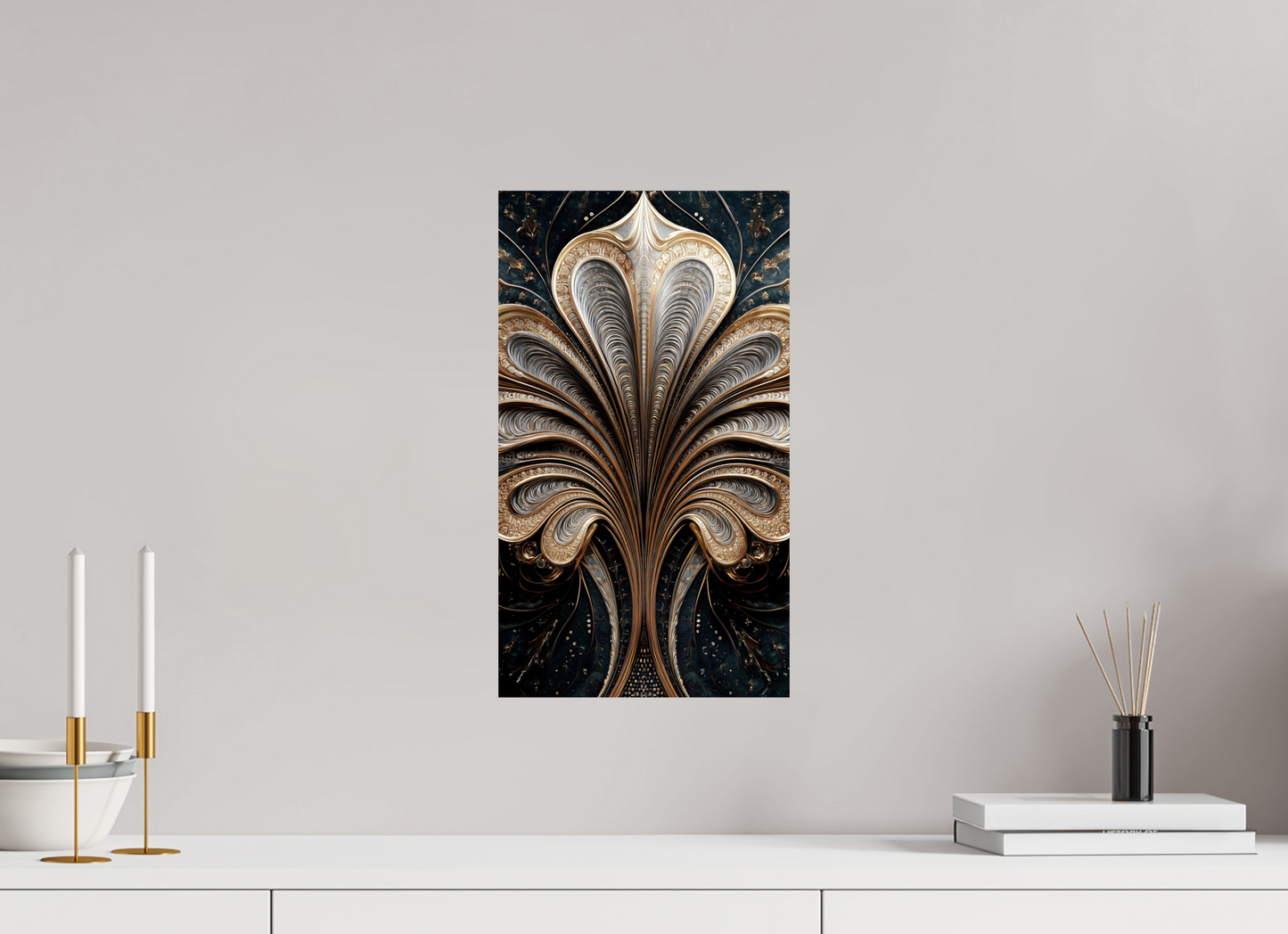 10 x 17.4″, Fine Art Print On Aluminum Dibond Art Deco Abstract Flower 3