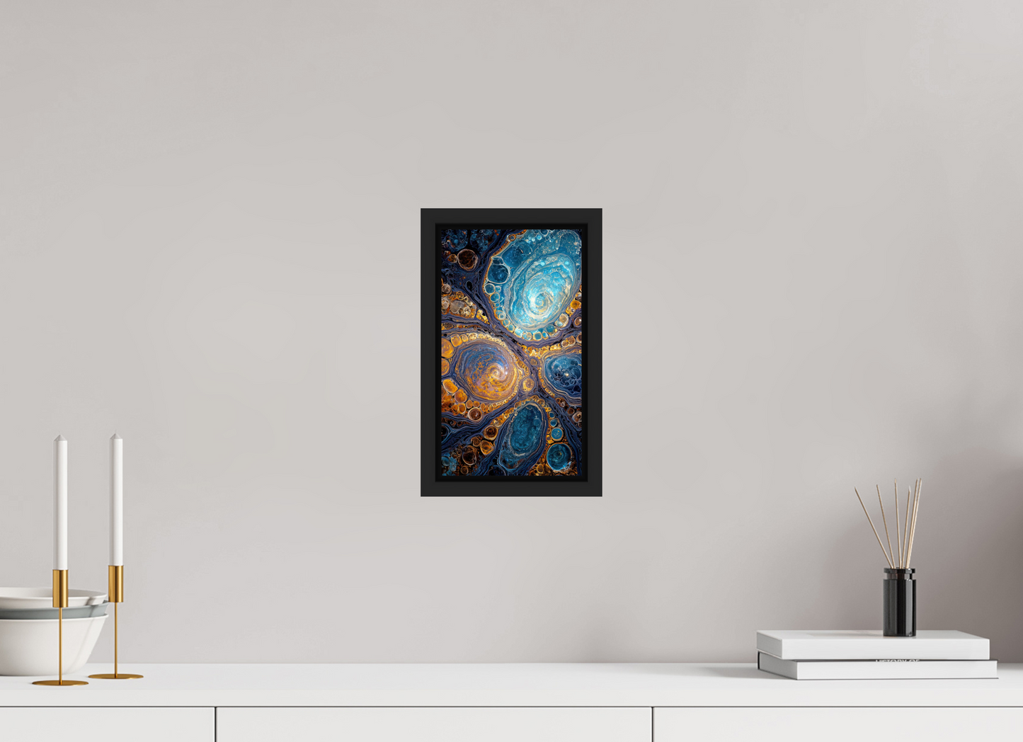 6 x 10.5″, Fine Art Print on Aluminum Dibond with Boarder Abstract Geode