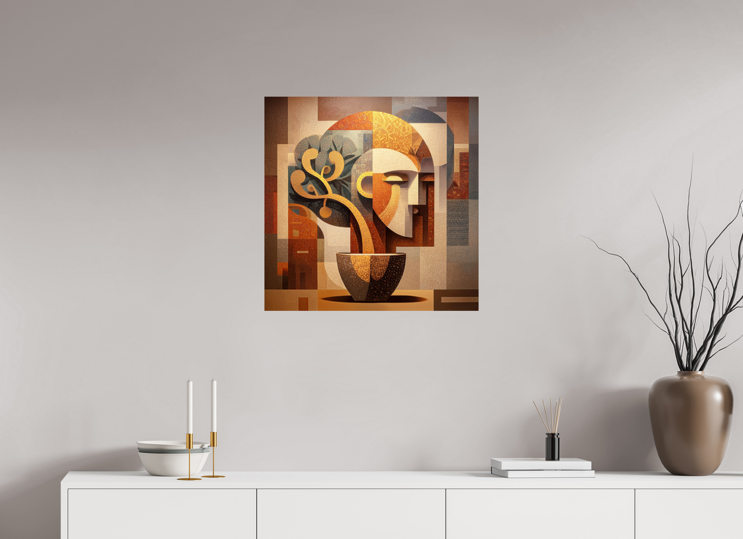 25 x 25″, Fine Art Print On Aluminum Dibond Abstract Pot Head