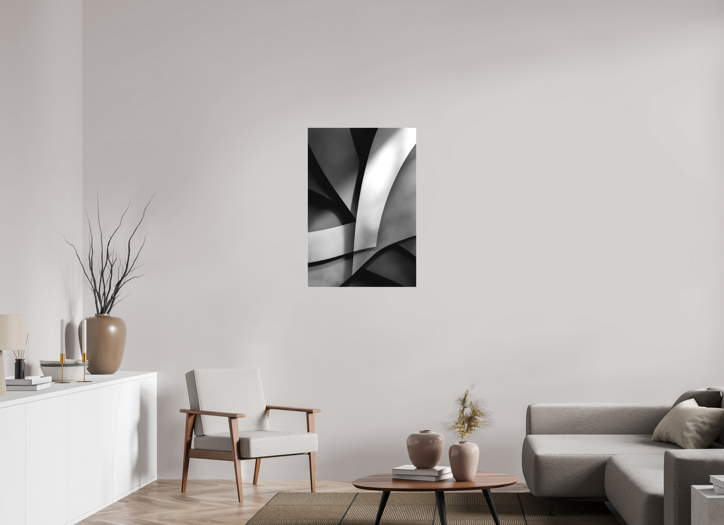 24 x 35.4″, Textile on Canvas Abstract B&W 3