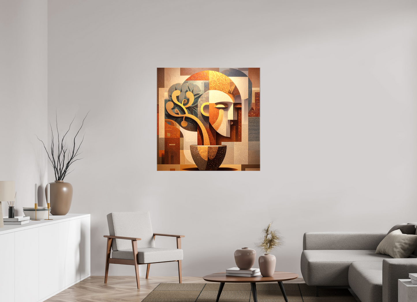 40 x 40″, Glossy Canvas Abstract Pot Head