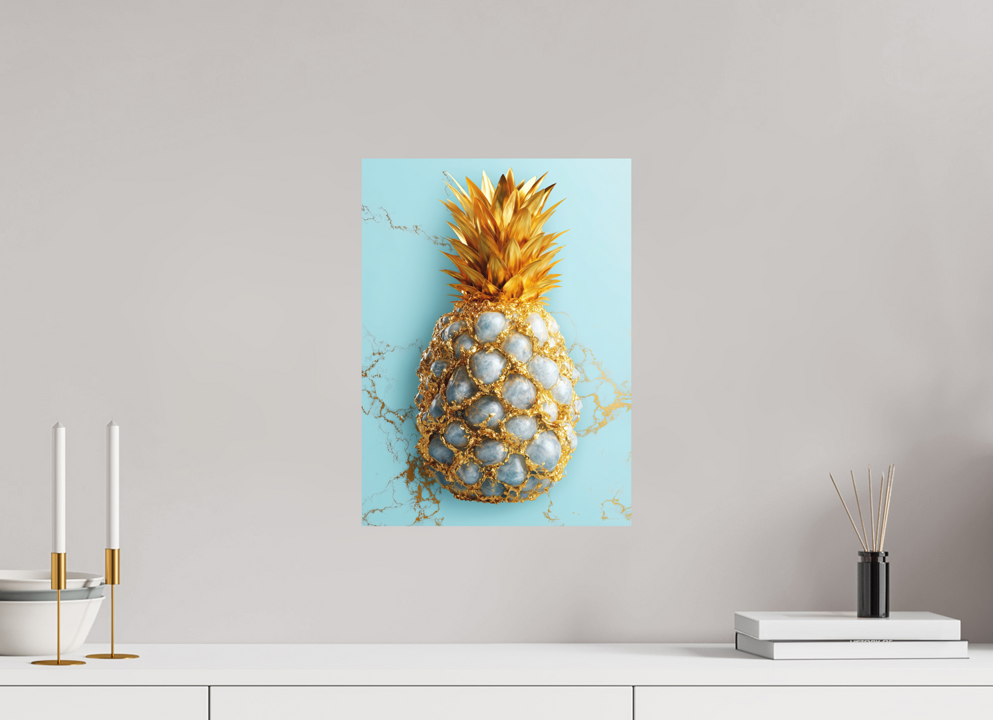 12 x 16.4″, Photo Print on Aluminum Backing Gold Pineapple