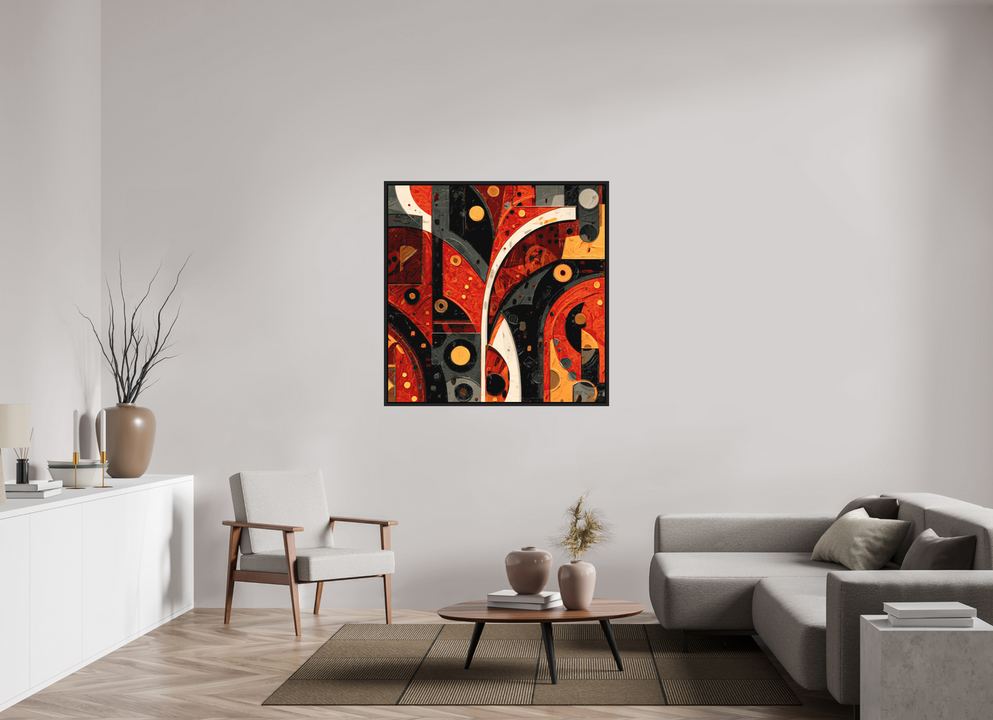 45 x 45″, Photo Print on Aluminum Backing with boarder Abstract Chaos