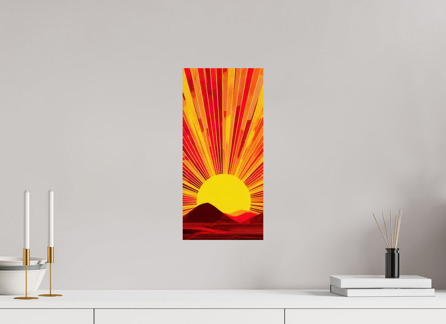 8 x 17″, Fine Art Print On Aluminum Dibond Abstract Desert Sun