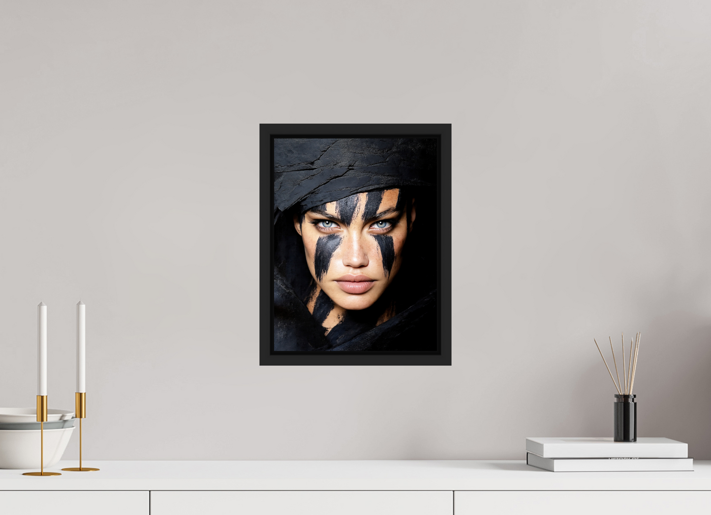 10 x 13.1″, Fine Art Print on Aluminum Dibond with Boarder Charcoal Woman