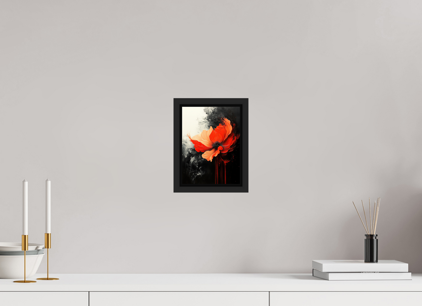 6 x 8″, Fine Art Print on Aluminum Dibond with Boarder Red Flower