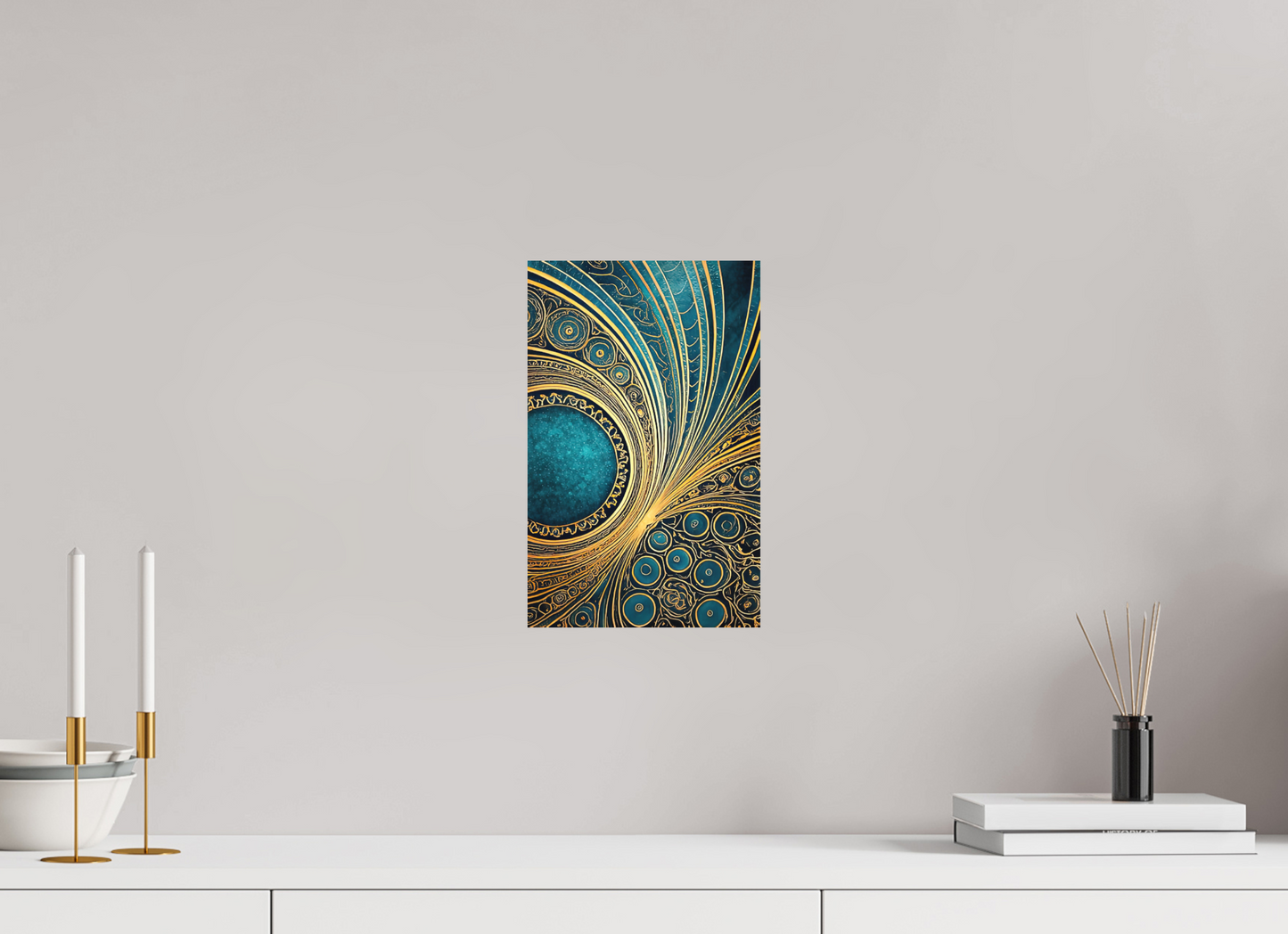 8 x 12.6″, Photo Print on Aluminum Backing Art Deco Teal 2
