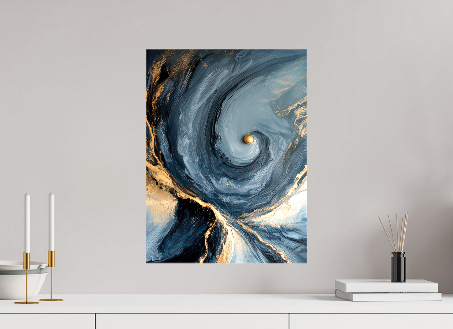 15 x 20″, Glossy Canvas Abstract Ocean Gold