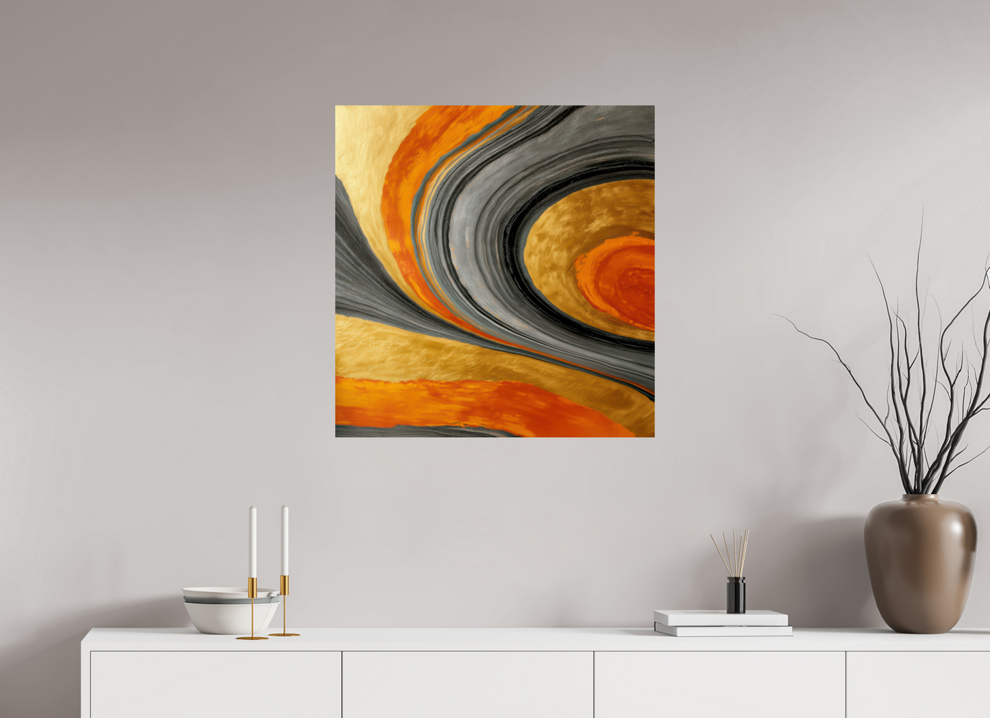 28 x 29.1″, Fine Art Print On Aluminum Dibond Abstract Gold Geode 2