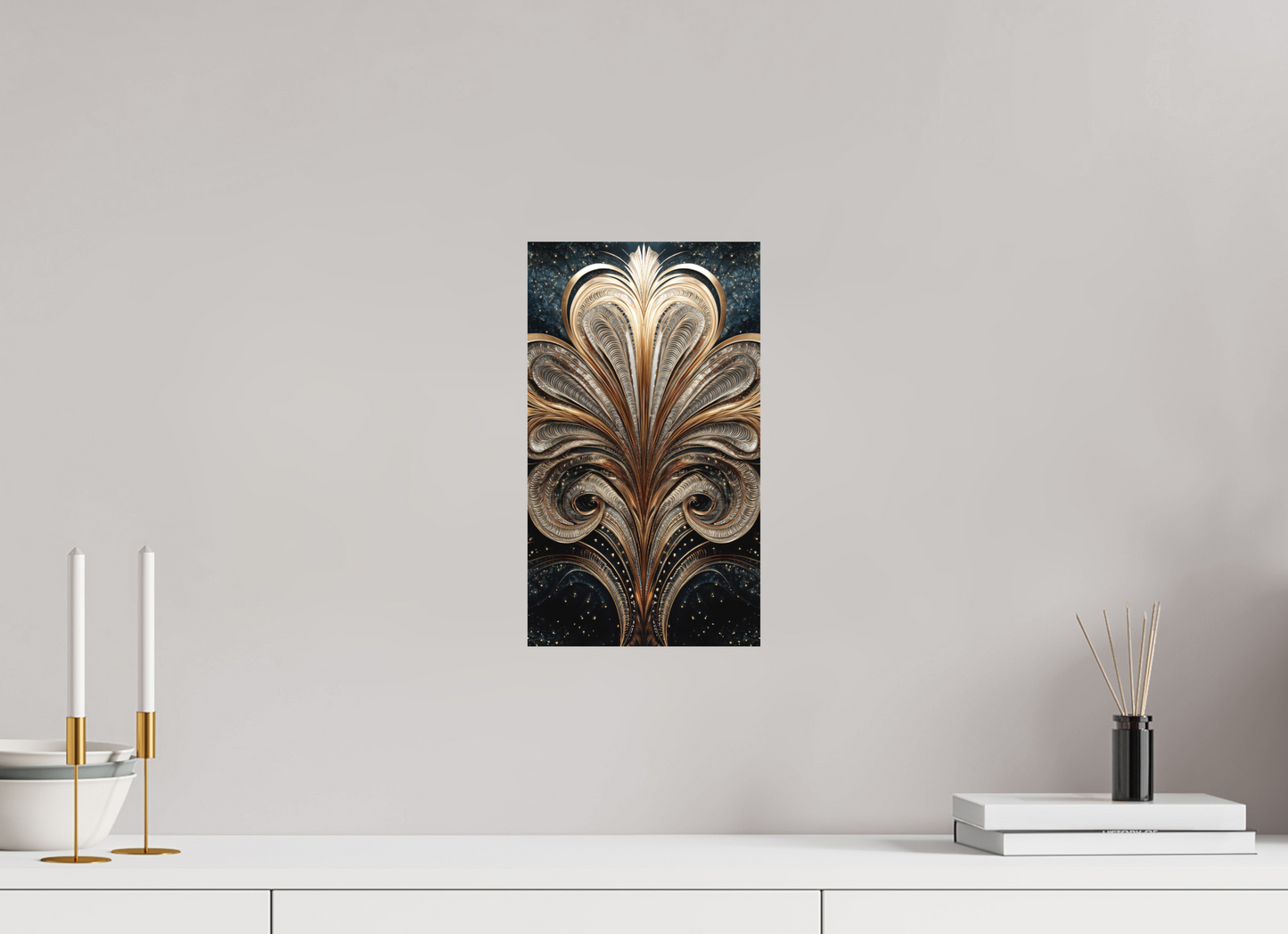 8 x 13.9″, Photo Print on Aluminum Backing Art Deco Abstract Flower 2