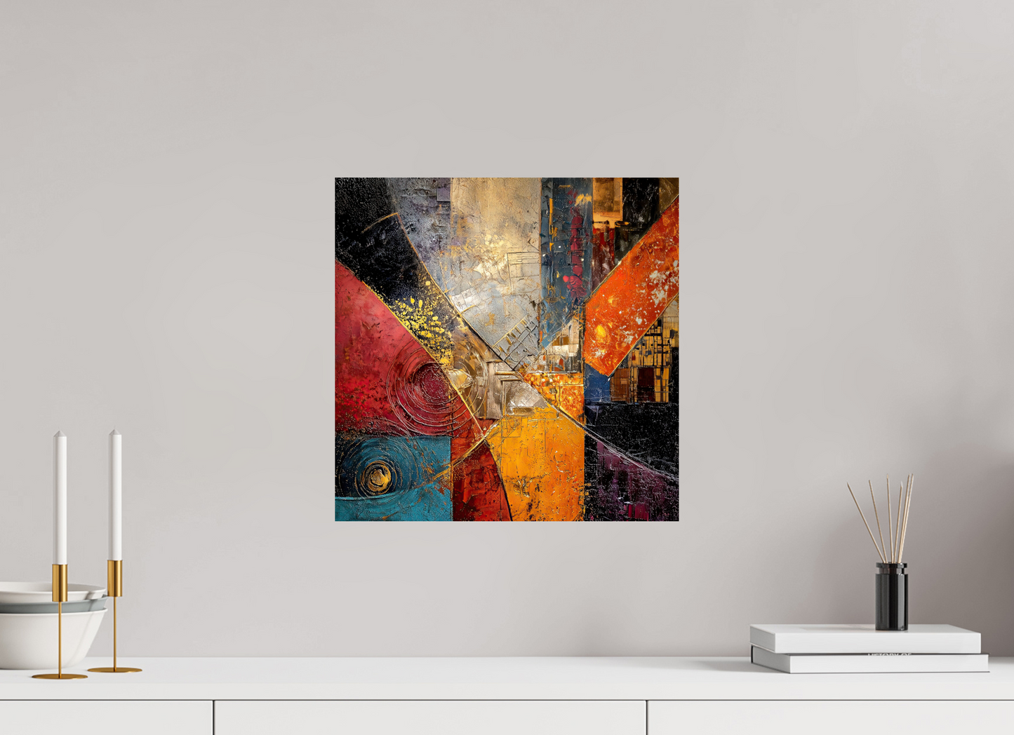 15 x 15″, Fine Art Print On Aluminum Dibond Abstract Cracked Paint
