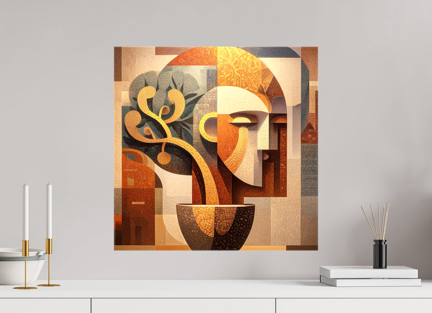20 x 20″, Glossy Canvas Abstract Pot Head